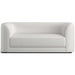 Fabric White (View Microfiber) Crate & Barrel Contour Sofa upholstered in soft white microfiber with rounded arms, a deep seat, and a minimalist profile