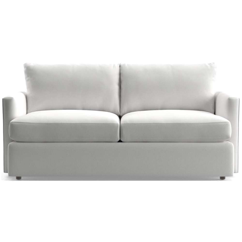 Fabric White (View Microfiber) Crate & Barrel Lounge Sofa with bright white microfiber upholstery, deep cushions, and straight track arms for a clean contemporary look