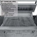 Feature overlay of Sunstone Dallas 14ft Outdoor Kitchen Island Package with Gas Hybrid Charcoal Grill highlighting charcoal grill specs and cooking surface