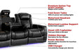 Features of the Valencia Tuscany XL Console Edition Home Theater Seating are labeled