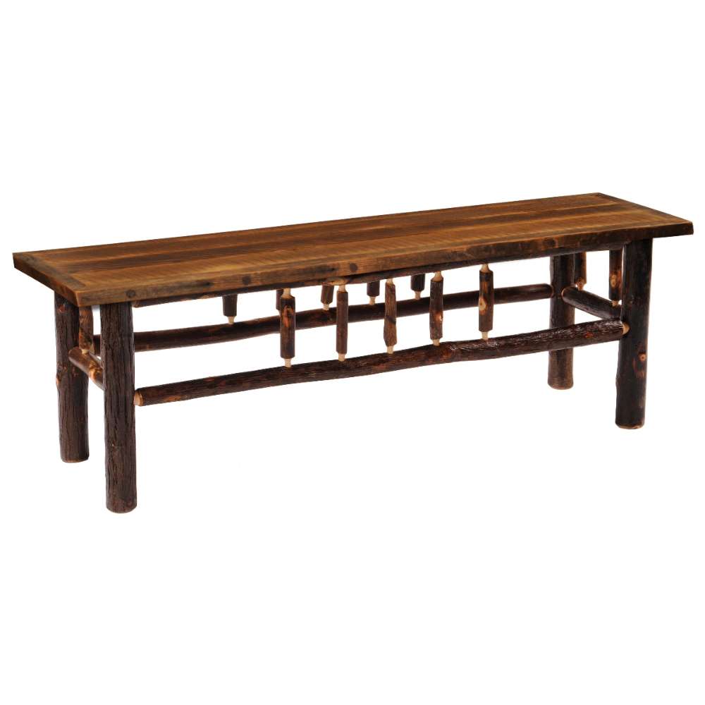 Fireside Lodge Appalachian 6-Foot Prairie Bench is a solid wood rustic bench with a long plank seat and durable log-frame construction