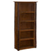 Fireside Lodge Appalachian Medium Bookshelf is a tall, rustic wooden bookshelf with four open shelves and a dark natural wood finish
