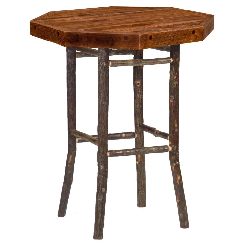 Fireside Lodge Appalachian Octagon Pub Table - 40 Inch is a tall rustic pub table with an octagon-shaped wood top and natural log-style legs
