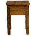 Fireside Lodge Appalachian One Drawer Nightstand is shown from the back, featuring a solid wood panel and thick log legs
