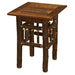Fireside Lodge Appalachian Open Nightstand features a square solid wood top with rustic hickory log legs and open sides