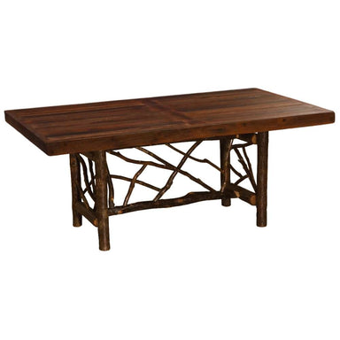 Fireside Lodge Appalachian Rectangle Twig Dining Table - 7-Foot is a rustic rectangular wood dining table with natural twig-style legs and a handcrafted lodge-inspired design
