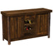 Fireside Lodge Appalachian Sideboard with Wine Rack Shelves features log-style corner posts, side cabinets, and center wine rack shelves