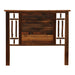 Fireside Lodge Appalachian Windowpane Headboard is a dark rustic wood headboard with windowpane-style side slats and a solid center panel