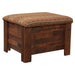 Fireside Lodge Barnwood Americana Storage Ottoman features sturdy reclaimed-wood panels and a thick, soft, patterned cushion on top