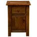 Fireside Lodge Barnwood Enclosed Nightstand is shown from the front with both the drawer and cabinet door closed