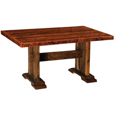 Fireside Lodge Barnwood Harvest Rectangle Dining Table - 6-Foot with a textured artisan top and a solid barnwood trestle base
