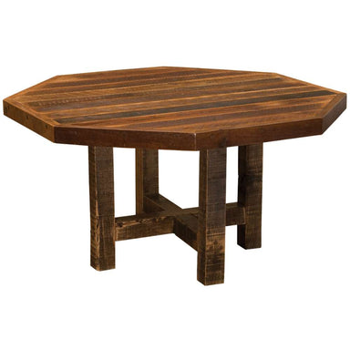 Fireside Lodge Barnwood Octagon Dining Table - 48 Inch with a rustic wooden octagon-shaped top and sturdy square legs made from reclaimed barnwood