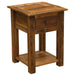 Fireside Lodge Barnwood One Drawer Nightstand with Shelf features a rustic design with a single drawer and a lower open shelf