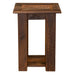 Fireside Lodge Barnwood Open Nightstand is shown from the front with solid barnwood sides, an open center, and a low storage shelf