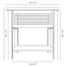 Fireside Lodge Barnwood Open Vanity with Shelf and Artisan Top is shown in a front-view diagram with measurements, highlighting its rustic wood frame and open lower shelf