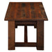 Fireside Lodge Barnwood Rectangle Coffee Table - 48 x 24 from the side revealing its thick textured tabletop and solid wooden legs