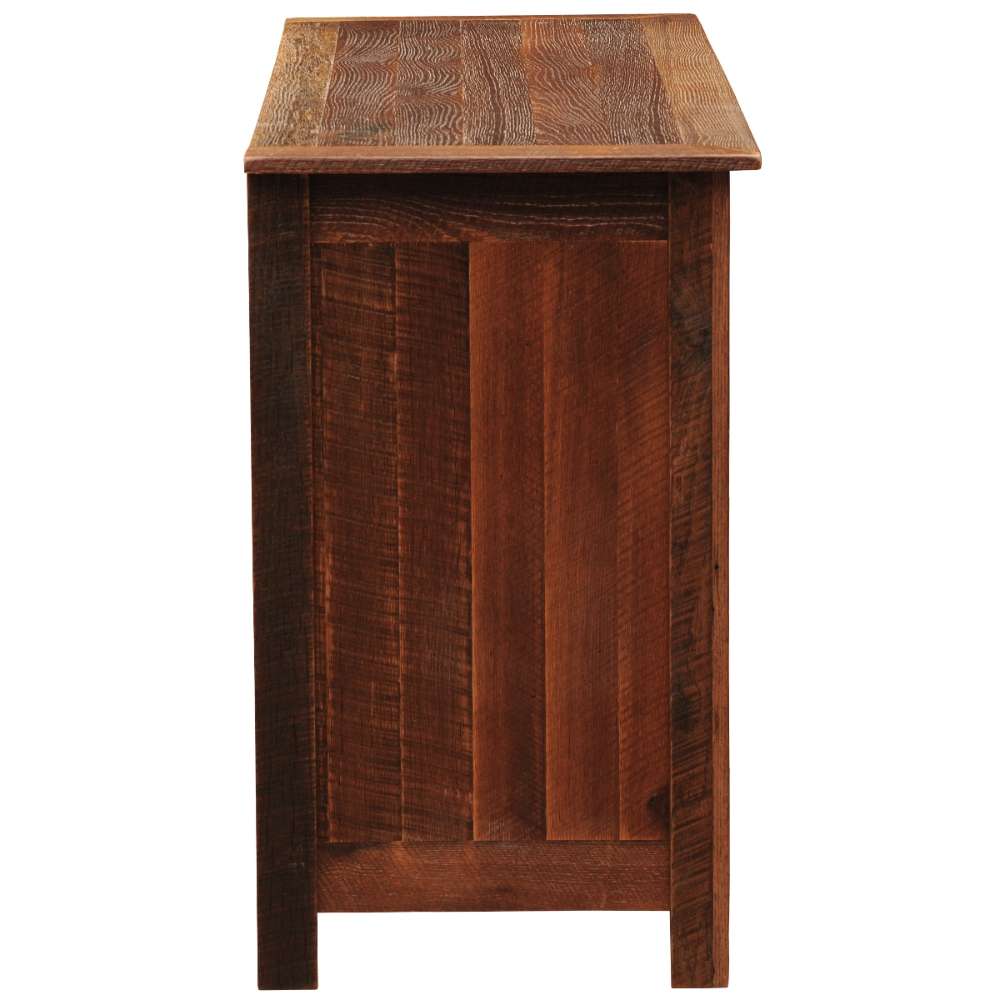 Fireside Lodge Barnwood Six Drawer Dresser shown from the side, displaying thick wood panels and a sturdy rustic design