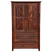 Fireside Lodge Barnwood Two Drawer Wardrobe with Hanging Rod is closed, displaying rustic wood doors with an X-pattern design