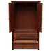 Fireside Lodge Barnwood Two Drawer Wardrobe with Hanging Rod is fully open with extended drawers and a top hanging rod