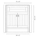 Fireside Lodge Barnwood Vanity - 30-Inch - Barnwood Edged Laminate Top front-view diagram shows a rustic barnwood cabinet with double doors, ring pulls, and labeled dimensions