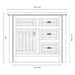 Fireside Lodge Barnwood Vanity - 36-Inch Barnwood Edged Laminate Top Left Sink front-view rustic vanity layout with left sink, three drawers, one cabinet door, and size markings
