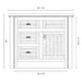 Fireside Lodge Barnwood Vanity - 36-Inch Barnwood Edged Laminate Top Right Sink technical drawing showing right sink placement, three drawers, single door, and dimensions