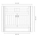 Fireside Lodge Barnwood Vanity - 36-Inch Without Top Center Sink bathroom vanity base diagram with centered sink opening, double doors, and labeled measurements