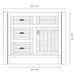 Fireside Lodge Barnwood Vanity - 36-Inch Without Top Right Sink front-view vanity base with right sink opening, three drawers, one door, and size details