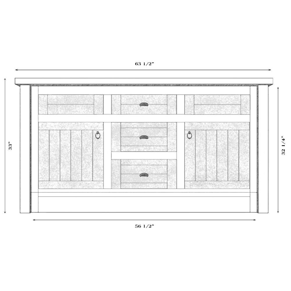 Fireside Lodge Barnwood Vanity - 5-Foot Barnwood Edged Laminate Top Double Sink showcases a barnwood-edged laminate top with dual sinks, multiple drawers, and two cabinet doors
