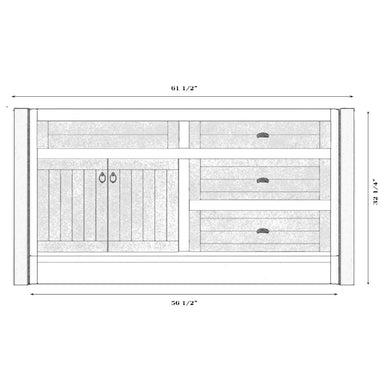 Fireside Lodge Barnwood Vanity - 5-Foot Without Top Left Sink presents a left-side sink design with right-side drawers and a cabinet door