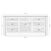 Fireside Lodge Barnwood Vanity - 6-Foot Barnwood Edged Laminate Top Center Sink features a center sink layout with six drawers and a double-door cabinet in a detailed front view