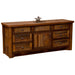 Fireside Lodge Barnwood Vanity - 6-Foot Barnwood Edged Laminate Top Center Sink showcases a rustic wood finish with one center sink, six drawers, and a spacious middle cabinet