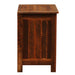 Fireside Lodge Barnwood XL Three Drawer Nightstand is shown from the side, highlighting its solid wood build and natural barnwood grain