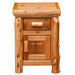 Fireside Lodge Cedar Log Enclosed Nightstand is seen from the front, highlighting its natural wood grain, drawer, and enclosed cabinet
