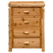 Fireside Lodge Cedar Log Four Drawer Chest is shown from the front with all drawers closed, highlighting its four stacked drawers and solid log posts