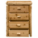 Fireside Lodge Cedar Log Four Drawer Chest is shown from the front with drawers partially open, clearly showing the drawer depth and smooth cedar interiors