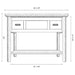Fireside Lodge Cedar Log Freestanding Vanity with Top dimension diagram shows its log frame, three drawers, open shelf, and approximate size of 46 inches wide by 33 inches high