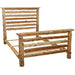 Fireside Lodge Cedar Log Headwaters Bed is shown at an angle without bedding, clearly displaying the log frame structure, side rails, and slatted headboard