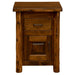 Fireside Lodge Cedar Log Headwaters Enclosed Nightstand shown straight on with a centered drawer, enclosed cabinet, and rustic log-style legs