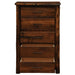 Fireside Lodge Cedar Log Headwaters Five Drawer Chest features two bottom drawers open, displaying spacious cedar storage