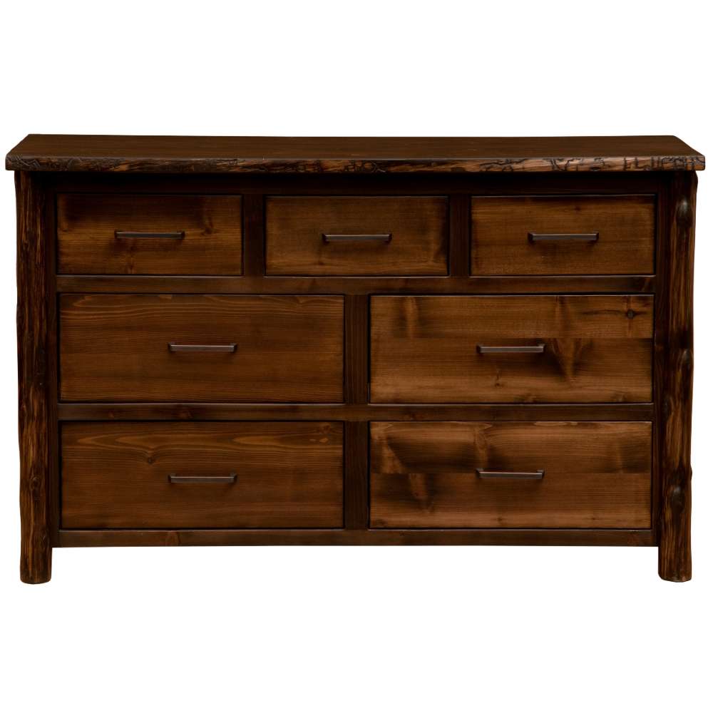Fireside Lodge Cedar Log Headwaters Seven Drawer Dresser shown from the front with all seven drawers closed