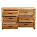 Fireside Lodge Cedar Log Headwaters Six Drawer Dresser shown from the front with multiple drawers pulled open