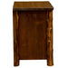 Fireside Lodge Cedar Log Headwaters XL Three Drawer Nightstand shows a side view focusing on the solid cedar panels and rounded log legs