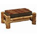 Fireside Lodge Cedar Log Large Ottoman features a sturdy frame made of thick, natural cedar logs with a soft, rectangular cushion on top patterned in warm earthy tones