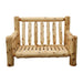 Fireside Lodge Cedar Log Loveseat is displayed with only the bare cedar-log frame, showing its slatted cedar seat base and evenly spaced log spindles along the back