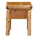 Fireside Lodge Cedar Log One Drawer Nightstand is shown from the back with a solid wood panel and thick log legs