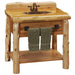 Fireside Lodge Cedar Log Open Vanity with Towel Bar Base Only rustic cedar log bathroom vanity with sink, drawer, front towel bar with two towels, and open storage shelf below