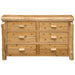 Fireside Lodge Cedar Log Six Drawer Dresser shown from the front with six wide drawers, log-style pulls, and a smooth rustic cedar top
