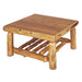 Fireside Lodge Cedar Log Square Coffee Table - 42-Inch appears as a sturdy square cedar table with thick log legs and a lower slatted shelf