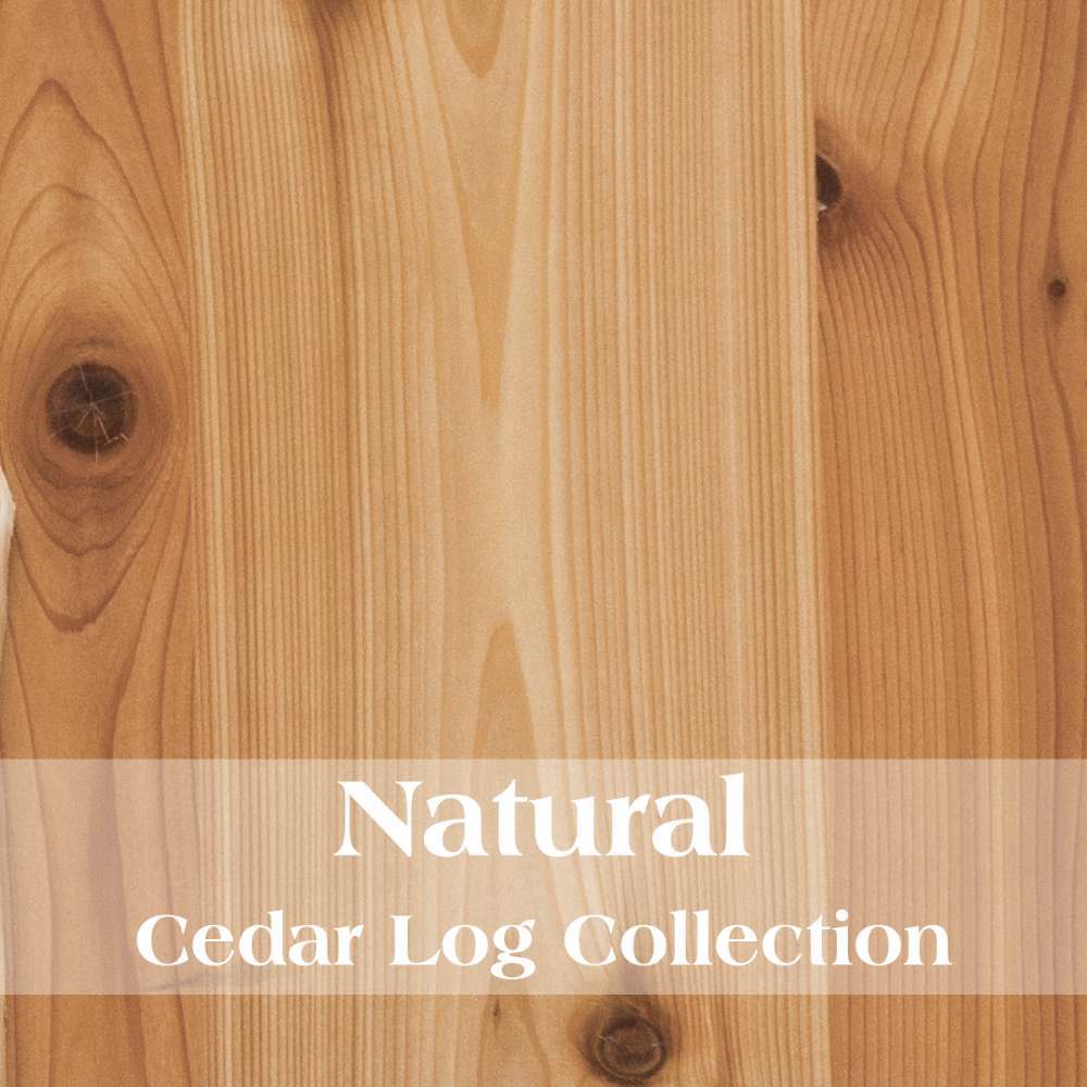 Fireside Lodge Cedar Log Square Coffee Table - 42-Inch wood sample shows light natural cedar with visible grain and knots